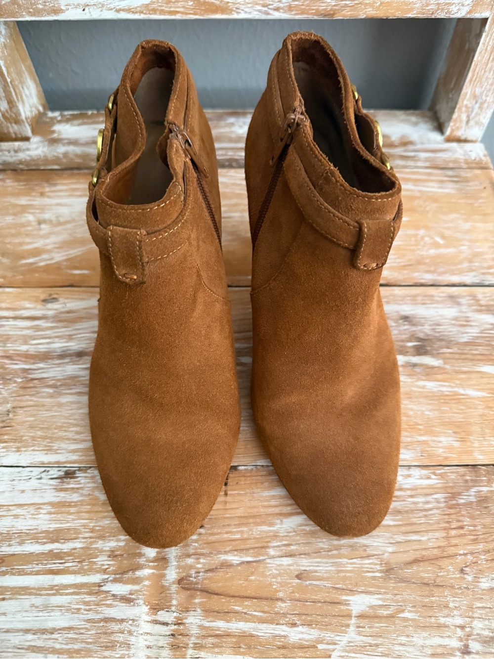 Coach Cognac Suede Ankle Booties
